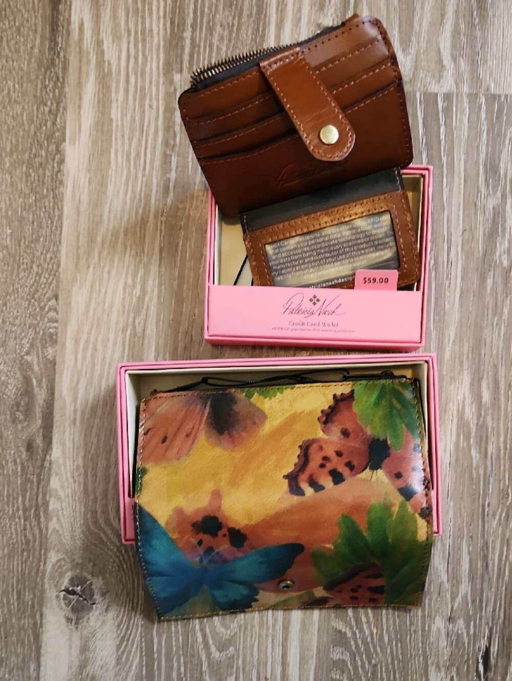 2 Piece Patricia Nash Watercolor Butterfly Leather Wallet Set With RFID NIB - Picture 3 of 5
